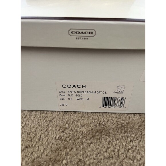 New In Box Coach Nikole Gold Metallic Roll Down 9M Shearling Logo Lined Boots - Picture 7 of 12